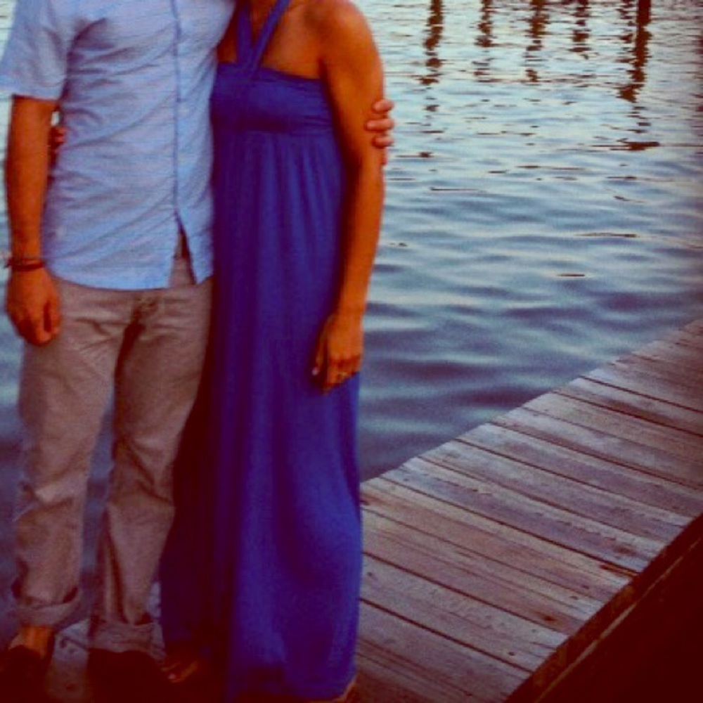 Long Blue Neck-tie Dress